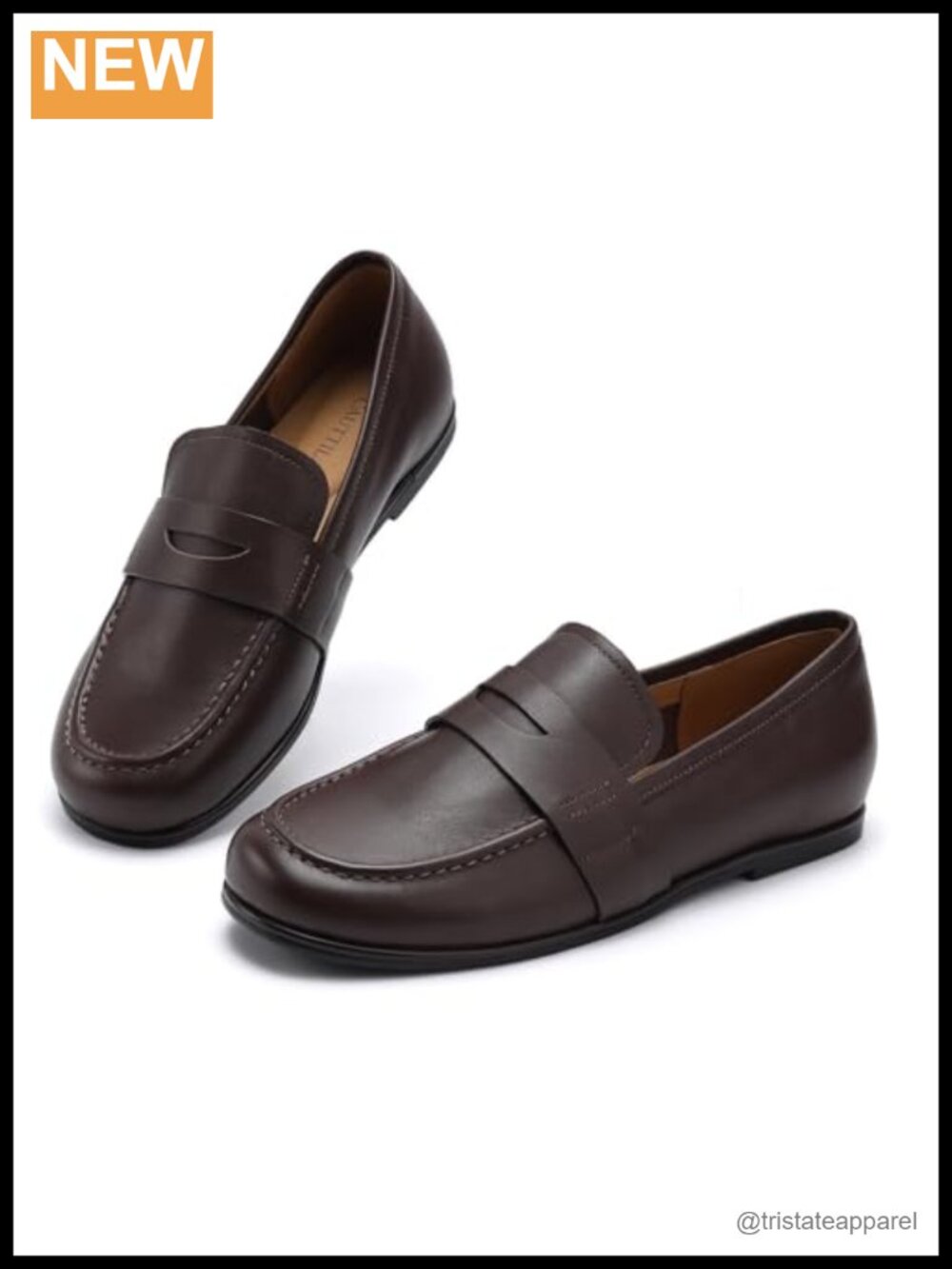 Genuine Leather Penny Loafers Classic Slip On Flats for Work